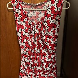 New York & Company Red and White Floral Blouse